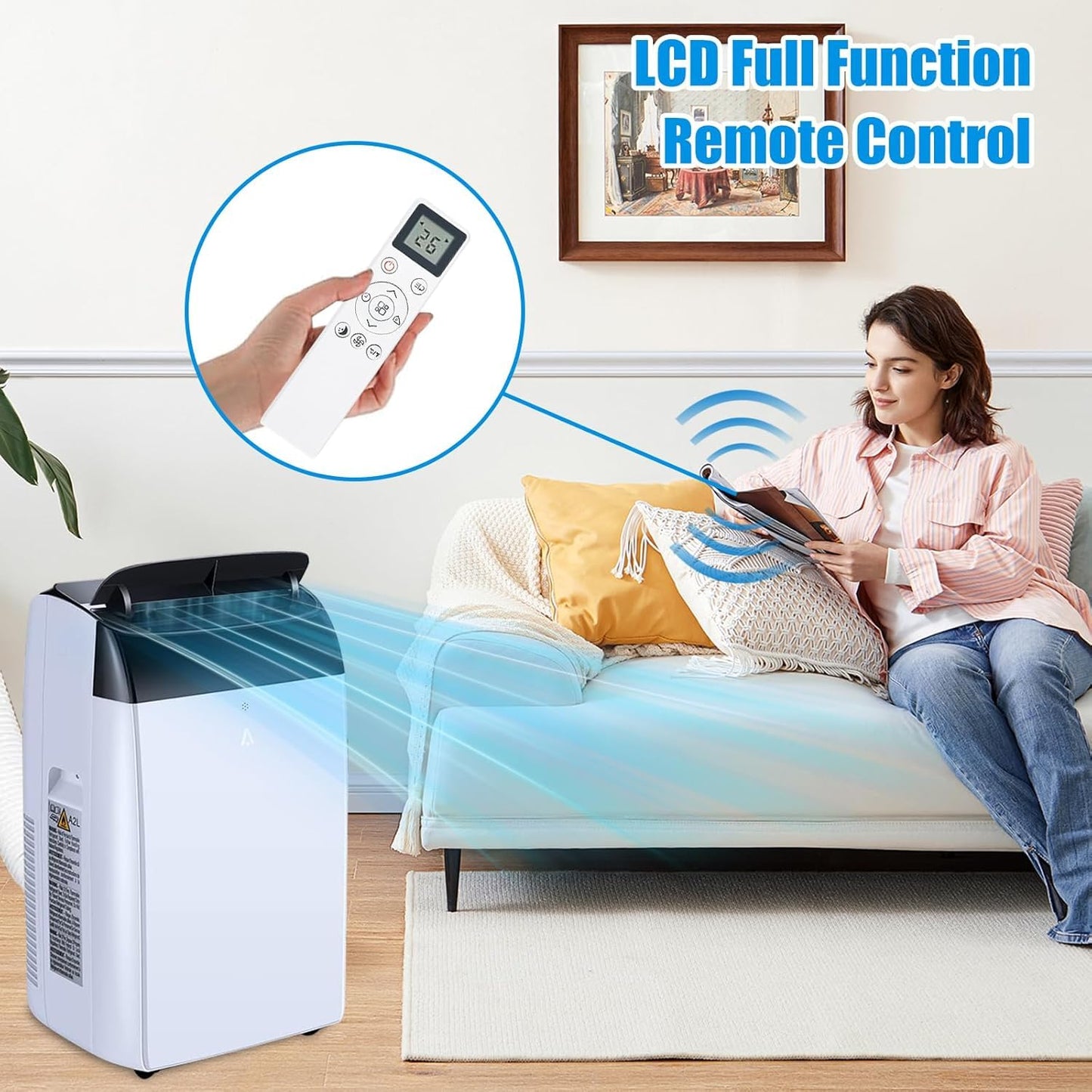 2PCS 14000 BTU Portable Air Conditioner, Cools Up to 750 Sq.ft, 3-in-1 Quiet AC Unit with Cooling Dehumidifier Fan, Remote Control, Auto Swing, 24H Timer & Complete Installation Kits for Large Room Be