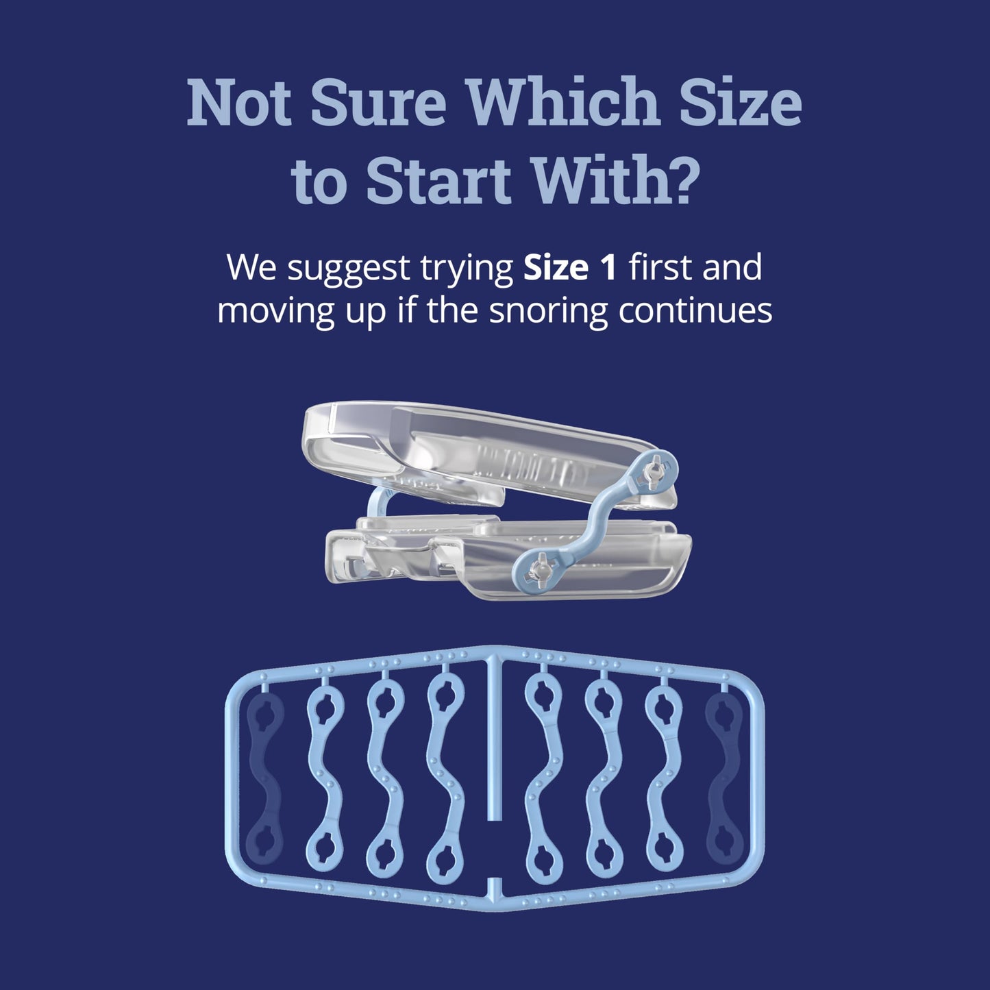 ZQuiet, Advance, Custom Anti-Snoring Mouthpiece, Adjustable Mouthguard with 4 Jaw Advancement Sizes, Slim & Low-Profile, Clear