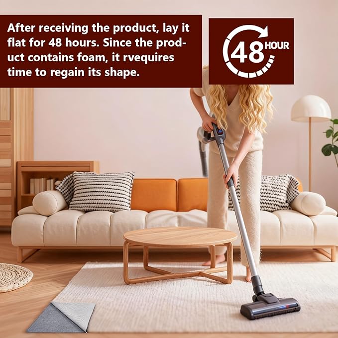 Non Slip Rug Pad Gripper, 4 x 6 Ft Extra Thick Foam Under Area Rug Carpet Pads for Any Hard Surface Floors, Keep Your Carpets Safe and in Place, Prevent Rug from Wrinkling or Buckling