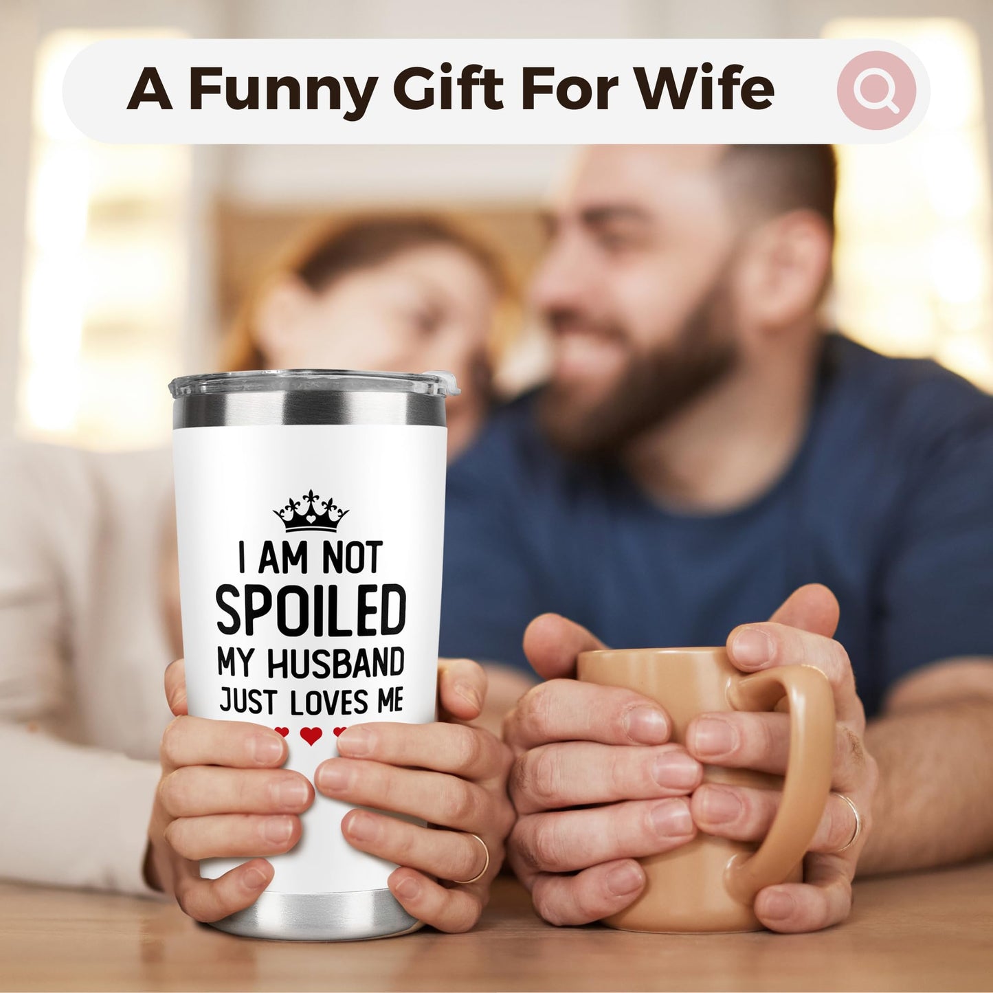 KatAndNat Gifts for Wife - Wife Gifts from Husband - Wedding Anniversary for Women, Valentines, Birthday Gift Ideas, Mothers Day, Christmas Gift for Her - Romantic Cup for Her - 20 Oz White Tumbler
