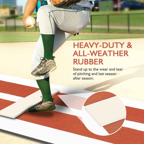 Softball Pitching Mat Regulation Softball Pitching Rubber/Mound for Pitchers Indoor Outdoor Pitching Practice with 5mm Pitching Pad Antifade Antislip Pitch 10' X 3'