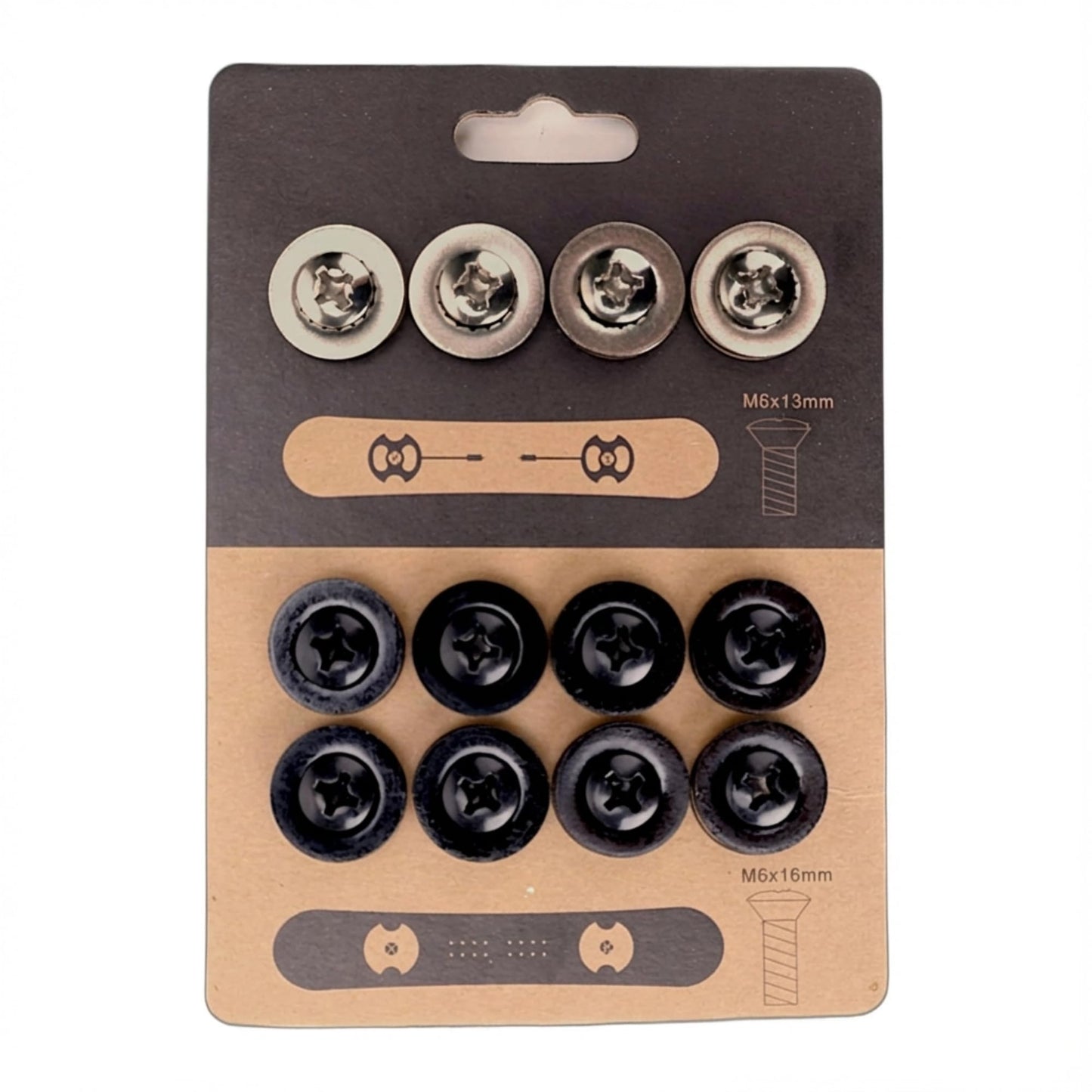 Generic Snowboard Binding Screws, Stainless Steel Replacement Hardware, 12-Pack — M6 x 13/16 mm Mixed Lengths, Phillips Drive, Rust-Resistant, Fits 4x4 & 2x4