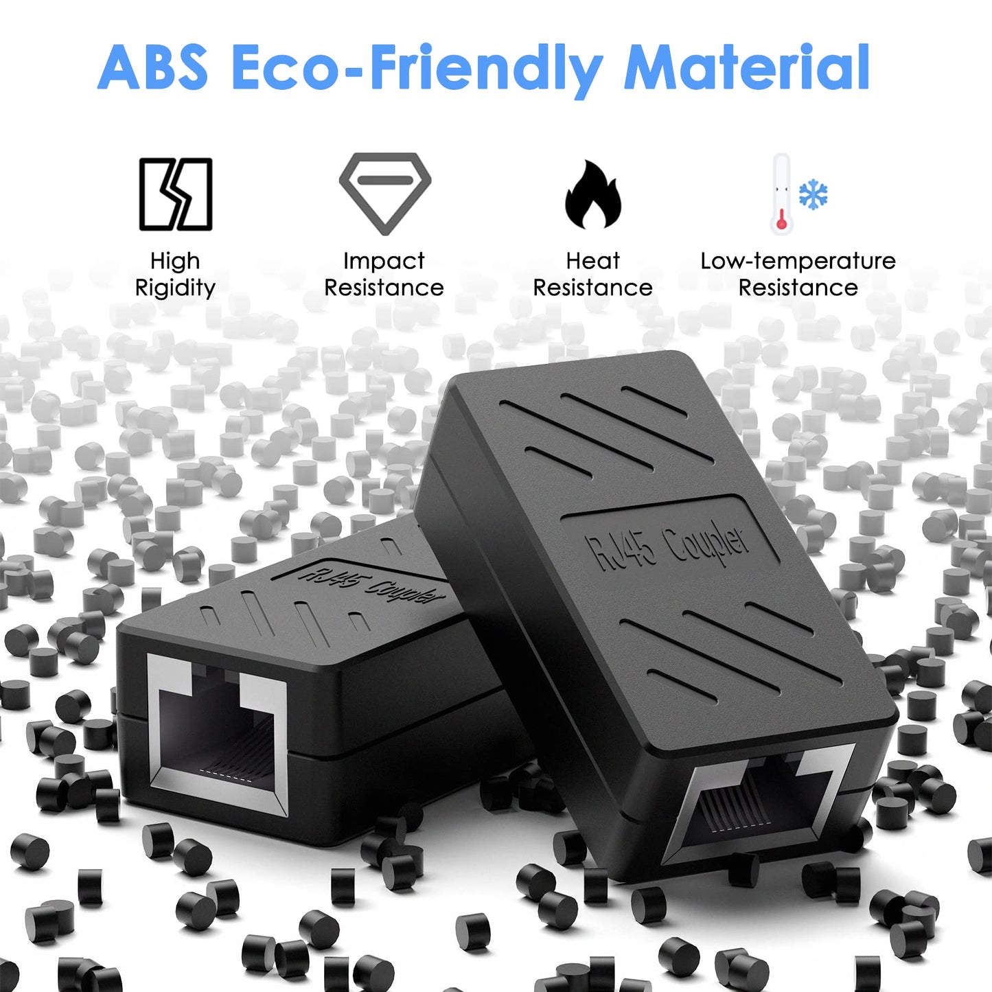 Dingsun Rj45 Coupler, Ethernet Extender For Cat7/Cat6/Cat5E/Cat5 Female To Female Ethernet Coupler Connector (10, Black)