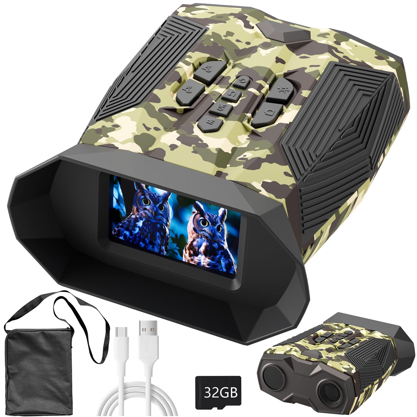 Night Vision Goggles, 4K Full-Color Night Vision Binoculars for Adults,Large-Capacity Rechargeable Battery with 32GB TF Card, 20X Digital Zoom & 3'' Large Screen，Suitable for Camping & Fishing