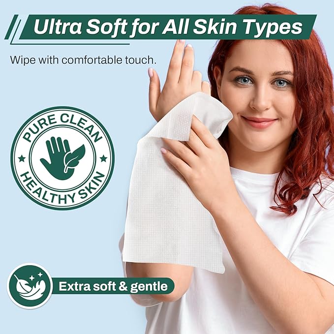 [360 Count] Adult Wipes for Elderly, 8" x 12" Extra Large Adult Wipes for Incontinence & Cleansing - Disposable Washcloth for Elderly Bathing No-Rinse - Vitamin E & Aloe