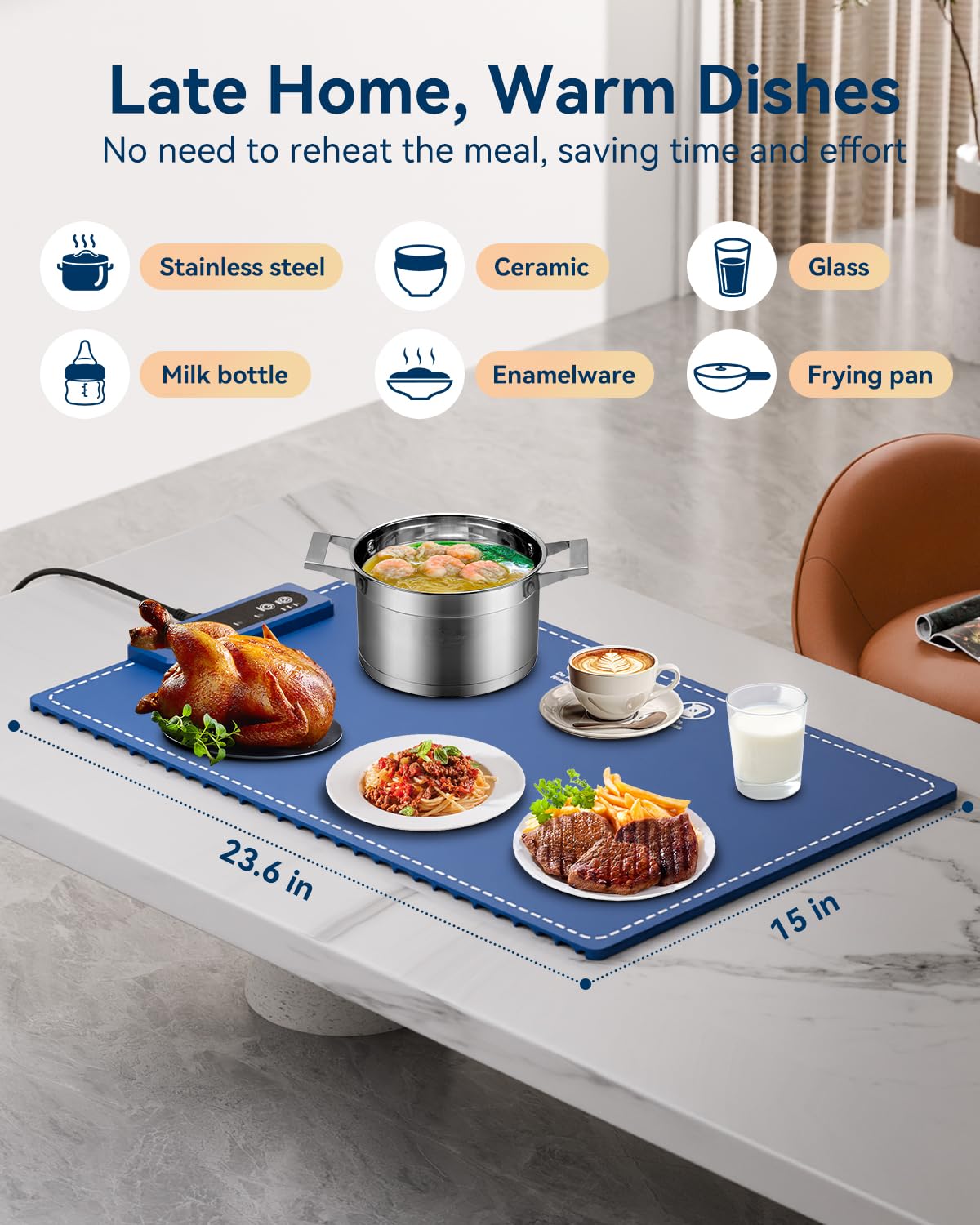 Electric Warming Tray, Negative ion Food Warming Mat, Full Surface Heating Rollable & Portable, Premium Silicone Nano-Material, 3 Modes- Versatile Food Warmer for Gatherings, Parties, Christmas