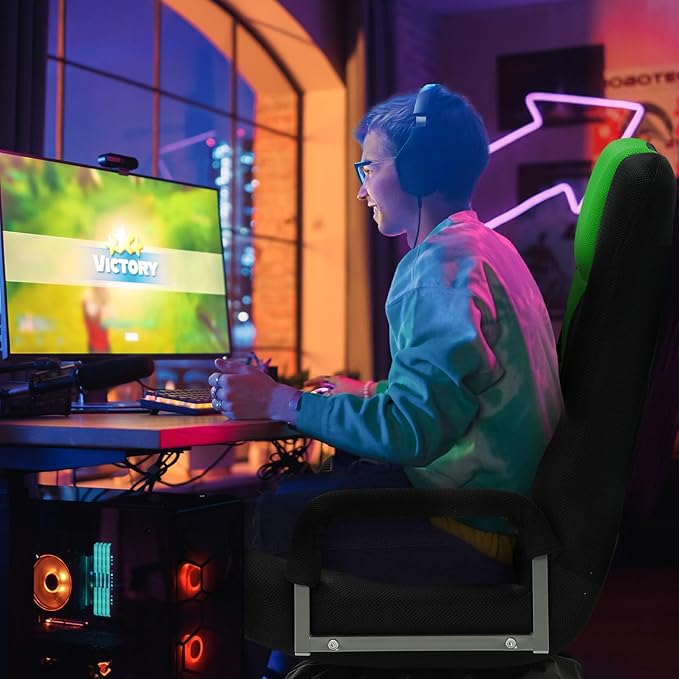 ACIPENSER Swivel Gaming Chair Multipurpose 2PACK Floor Gaming Chair for Playing Video Games, TV, Reading w/Armrest Lumbar Support & 6 Adjustable Postion Backrest for Adults & Kids,Green