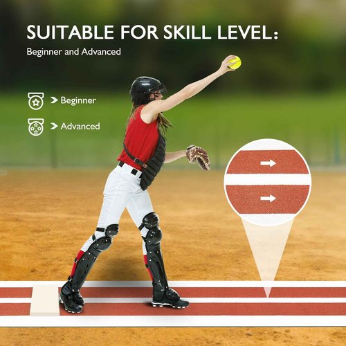 Softball Pitching Mat Regulation Softball Pitching Rubber/Mound for Pitchers Indoor Outdoor Pitching Practice with 5mm Pitching Pad Antifade Antislip Pitch 10' X 3'