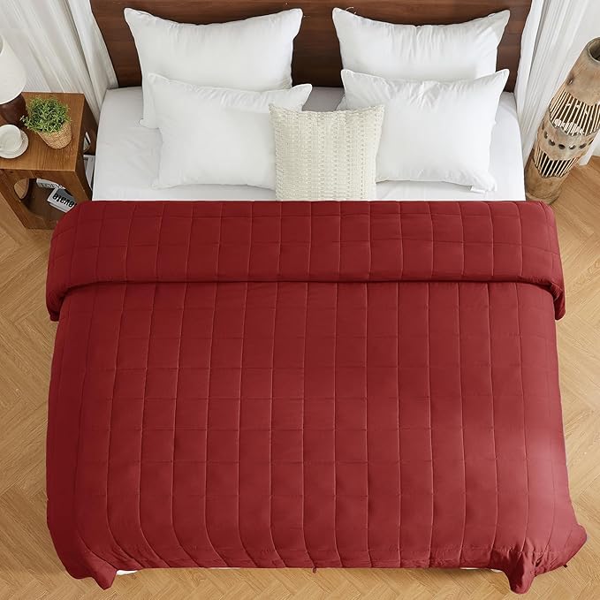 yescool King Size Weighted Blanket for Adults (30 lbs, 80” x 87”, Red) Cooling Heavy Blanket for Sleeping Perfect for 290-310 lbs, Breathable Blanket for Adults & Couple All Season, Machine Washable