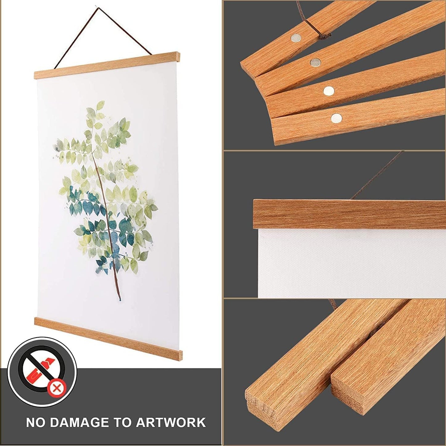 WITCOLOR Magnetic Poster Hanger Frame 28x22 28x20 28x40 Poster Frame 28 Inch Wide 1 Pack Magnetic Hanging Frame Teak Wood 28" Wide Magnetic Poster Hanger Picture Frame