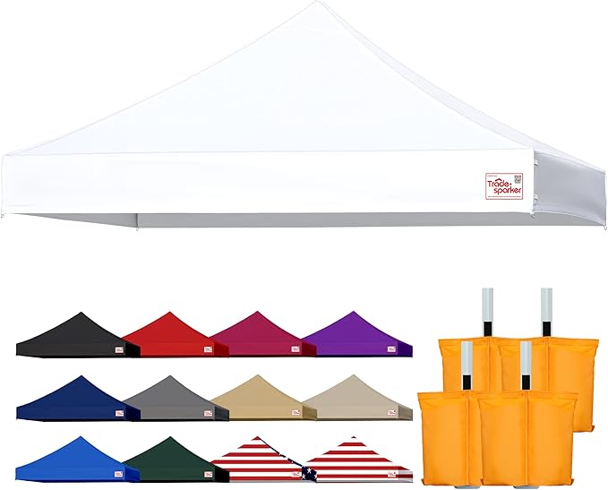 Tradesparker 10x10 Commercial Pop Up Canopy Replacement Top-Windproof D-Rings+Banner Grommets+Loop Pile Wall System,Ez Can...