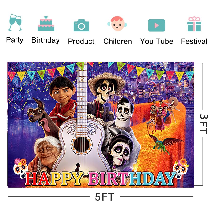 Day of The Dead Backdrop for Birthday Party Decorations Mexican Fiesta Style Background for Party Cake Table Decorations D...