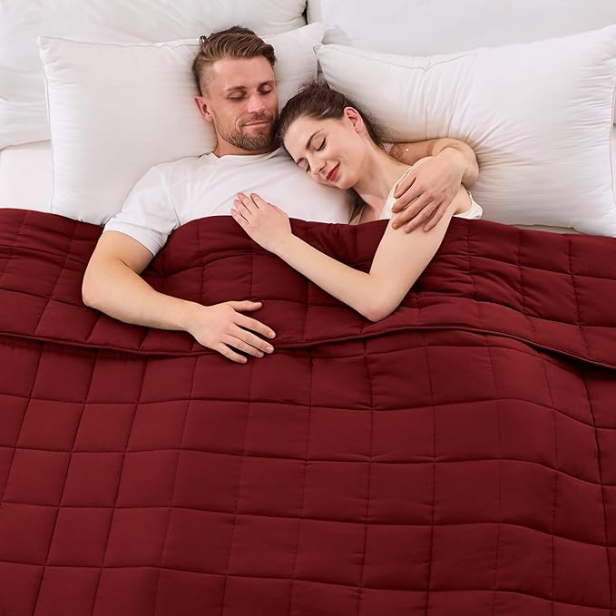 yescool King Size Weighted Blanket for Adults (30 lbs, 80” x 87”, Red) Cooling Heavy Blanket for Sleeping Perfect for 290-310 lbs, Breathable Blanket for Adults & Couple All Season, Machine Washable