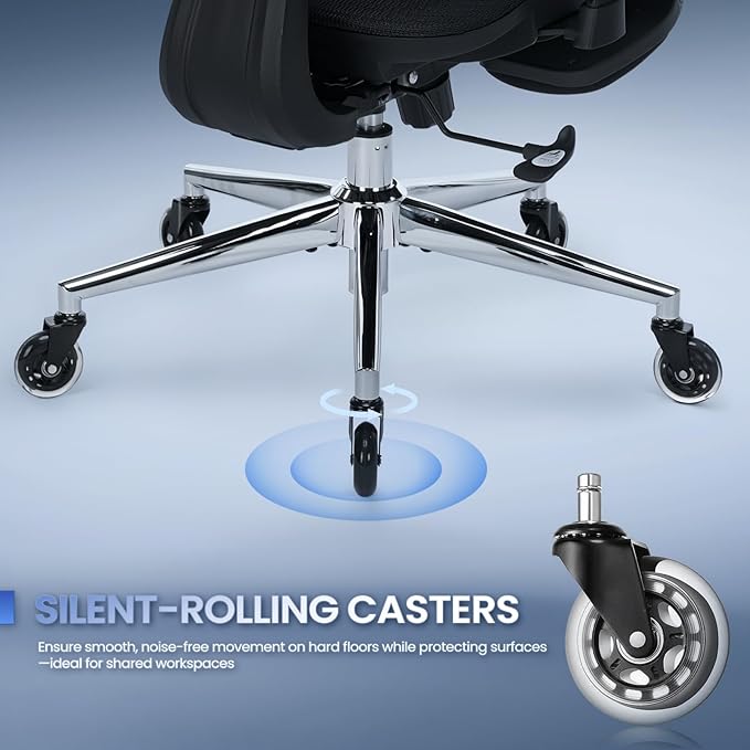 MALOL Ergonomic Office Chair with Footrest, Mesh Home Office Computer Chair with Adjustable Headrest and 3D Arms, Backrest Height, Tilt Lock and Lumbar Support, 300LBS