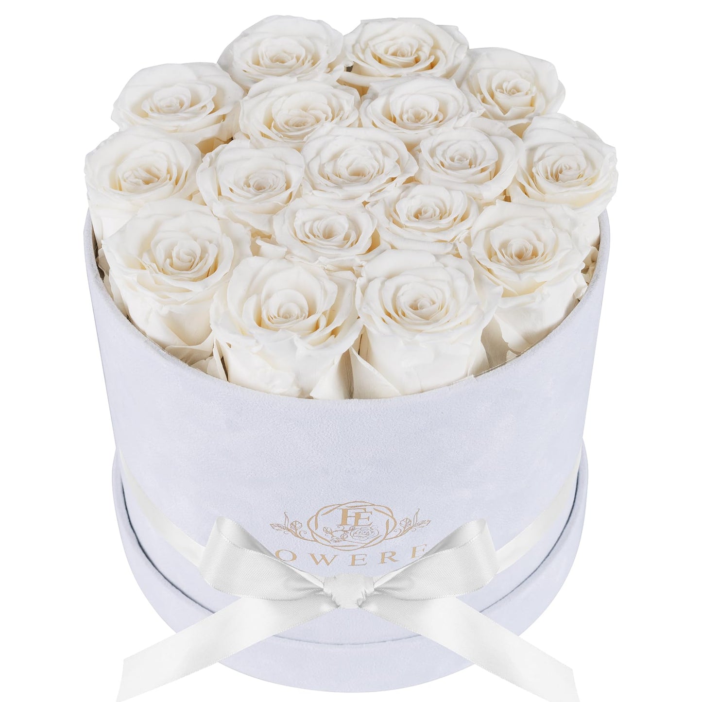 17 Flowers in a Luxury Suede Box, Birthday Gifts for Women, Preserved Flowers, Mothers Day Roses Gift for Mom, White
