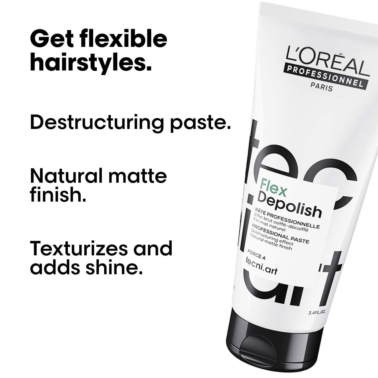 L'Or  al Professionnel Paris Tecni.ART Flex Depolish - Texturizing Paste For Endless Restyling And Natural Matte Finish, For Dec