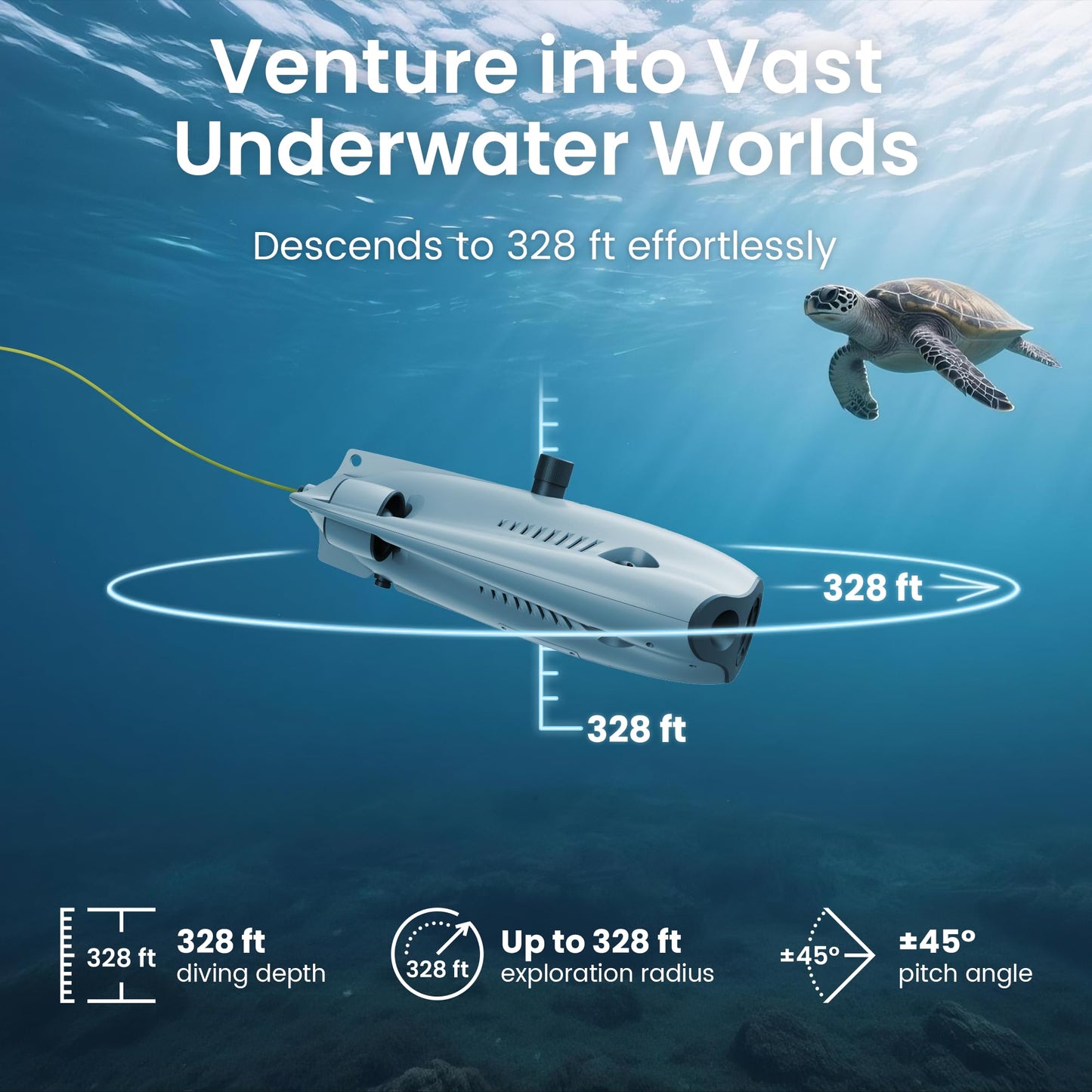 Underwater Drone, Mini S submarine drone with 4K+EIS Image Stabilization Camera for Real-Time Viewing Depth & Temperature Data, Direct-Connect Remote Controller, Dive to 330ft Underwater, Portable ROV (Grey)