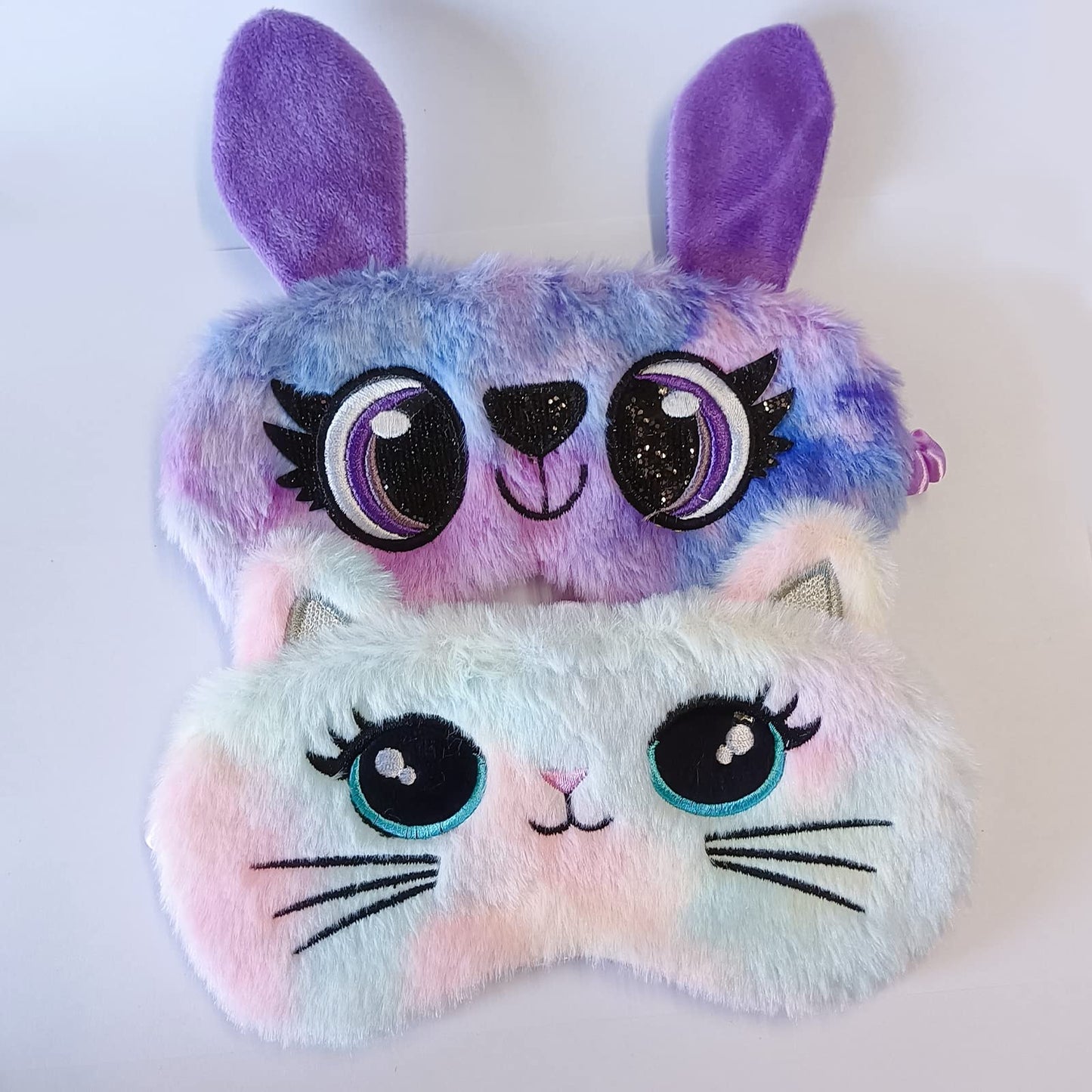 Cute Animal Sleeping Mask Soft Plush Blindfold Cute Rabbit Panda Koala Eye Cover Eyeshade for Kids Teens Girls Women (Big Eyes Cat)