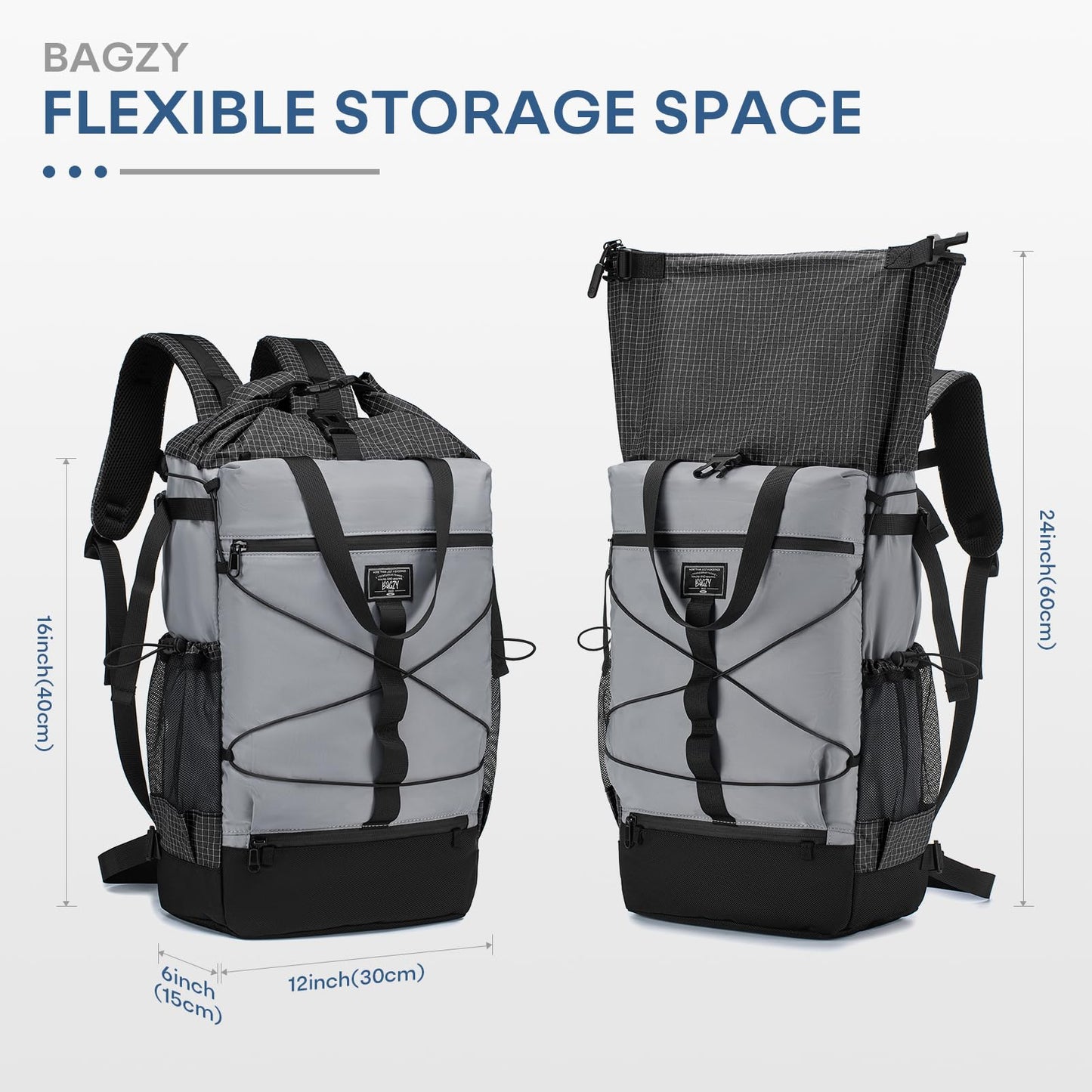 BAGZY 40x30x15cm Personal Item Travel Bag Underseat Travel Bag 17x13x6 Personal Item Backpack Lightweight Casual Rolltop Laptop Backpack 17 in Carry on Luggage Flight Approved for Men and Women Green
