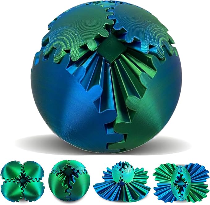 Gear Sphere, 3D Printed Gearsphere - The Steampunk Whirling Wonder Fidget Gear Ball, Gearsphere Cube Fidget Toy for Office...