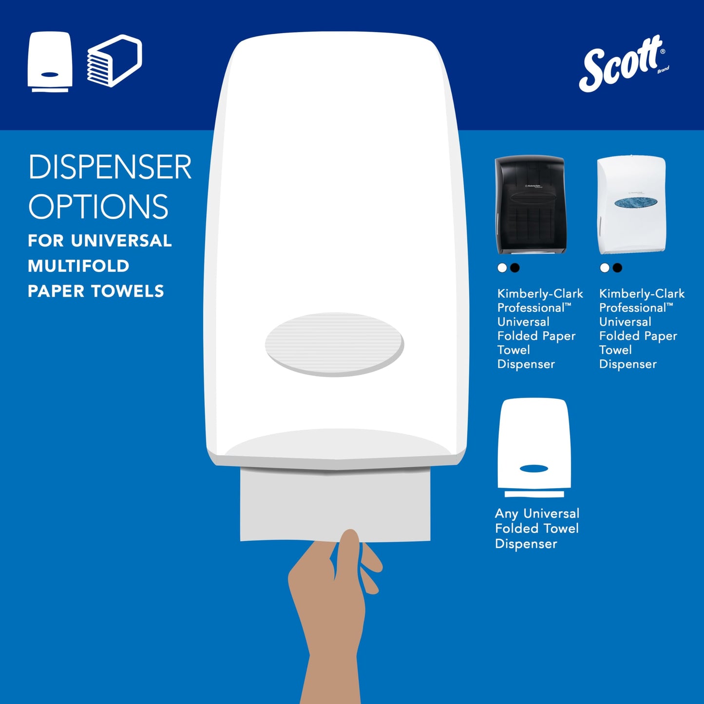 Scott Professional Universal Multifold Paper Towels, Bulk (01804), Absorbency Pockets, White, 9.2"x9.4" Towel, Compressed (250 Sheets/Pack, 16 Packs/Case, 4,000 Sheet Total)