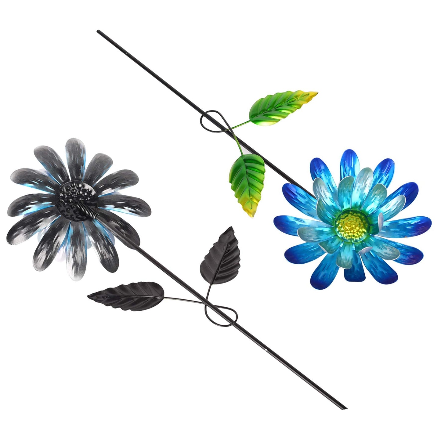 Metal Garden Stakes Outdoor Decor, 3 Pack Waterproof Floral Plant Stakes for Lawn, Patio, Yard - Durable Iron Flower Decorations for Garden, Landscape