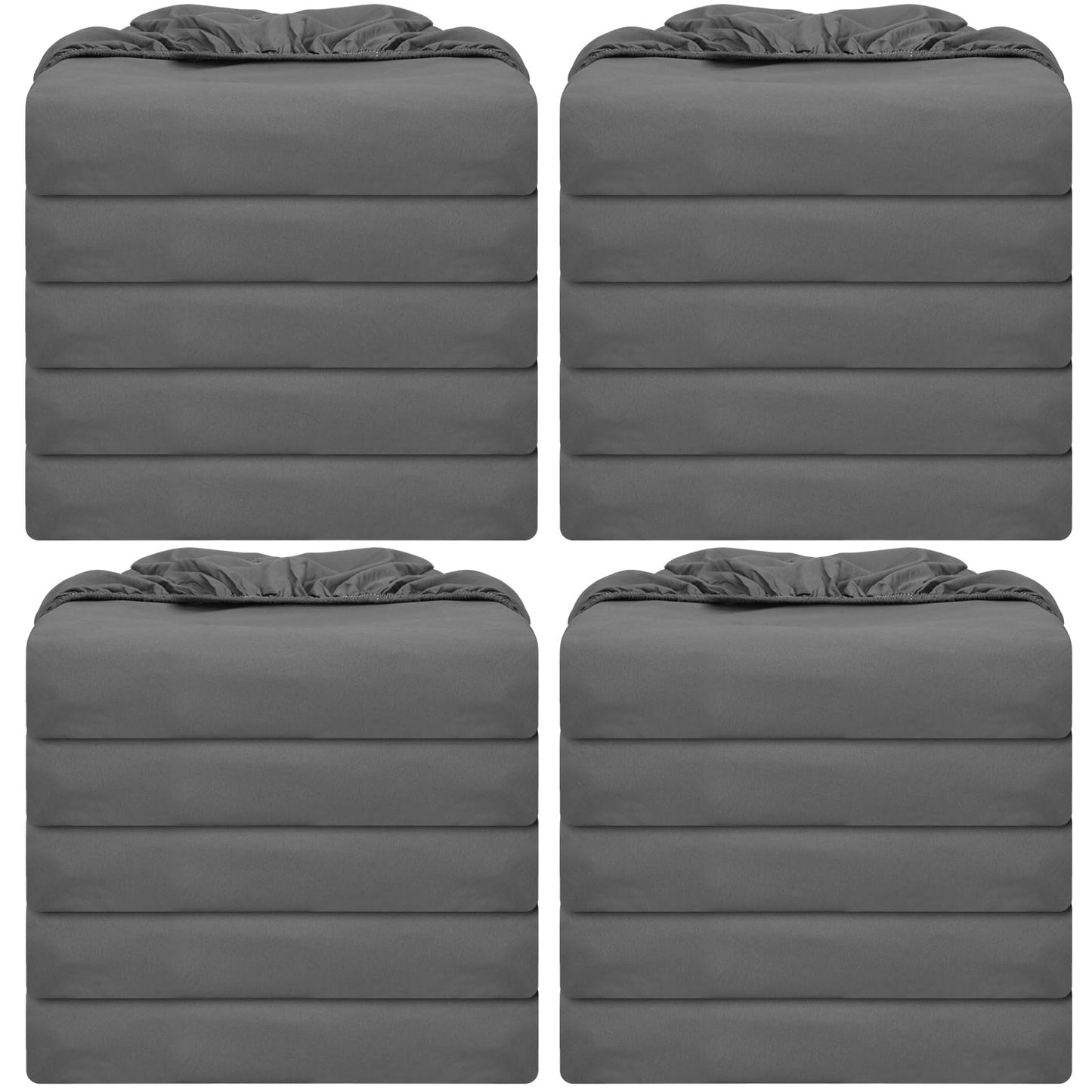 Preboun 20 Pack Fitted Sheets Bulk with Pocket Elastic Corners Comfy Microfiber Fabric Soft Bed Sheet for School Dormitory Home Hotel Hospital Room Massage Table(Twin,Gray)