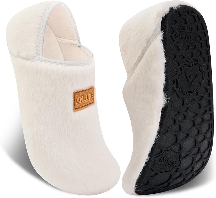 ANLUKE House Slippers for Women Men with Rubber Sole Soft Lightweight Indoor/Outdoor
