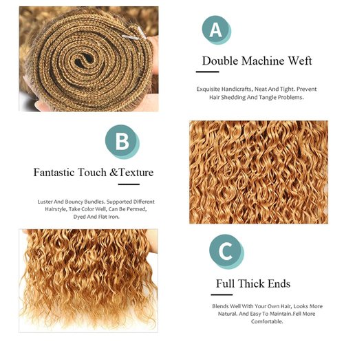 Giginger Brazilian Human Hair Bundles 20 22 24 Inch Honey Brown 27 Color Jerry Curly Wave Bundles Human Hair Unprocessed Virgin Quick Weave Hair for Black Women