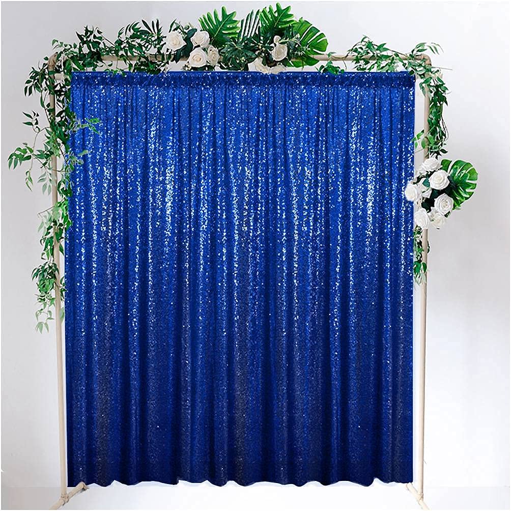 Partisout Sequin Backdrop Curtain Royal Blue 4x7ft Party Backdrops Sparkle Glitter Curtains Wedding Photo Shimmer Background