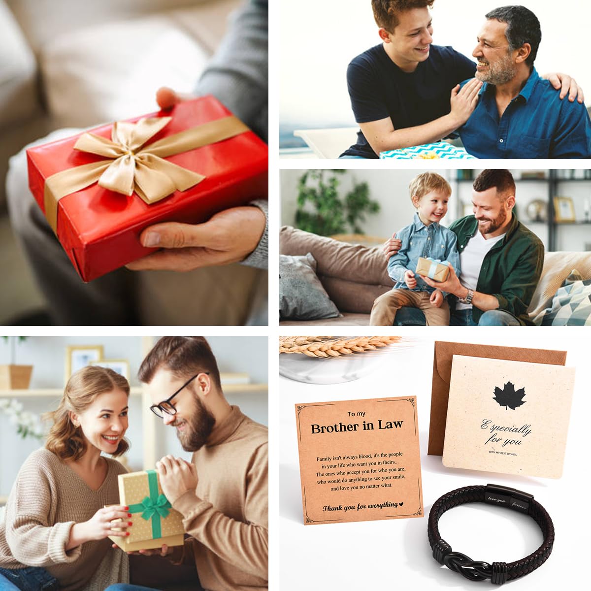 Leyung Christmas Birthday Gifts for Brother in Law, Leather Knot to My Brother-in-Law Bracelet, Best Cool Jewelery Gifts for Men Teenage Boys