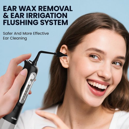 Sejoy Ear Wax Removal, Electric Earwax Cleaner, 4 Modes Ear Irrigation for Deep Wax Cleaning, IPX7 Waterproof for Shower Use - USB C Rechargeable