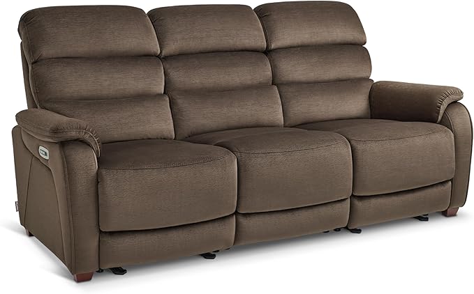 MCombo 87.2'' Wall Hugger Power Recliner Sofa with Drop Down Table, Reclining Sofa with Adjustable Headrest, USB Charge Ports, Reading Lamp, for Living Room, RVs, Fabric, ST258M3 (3-Seater, Coffee)