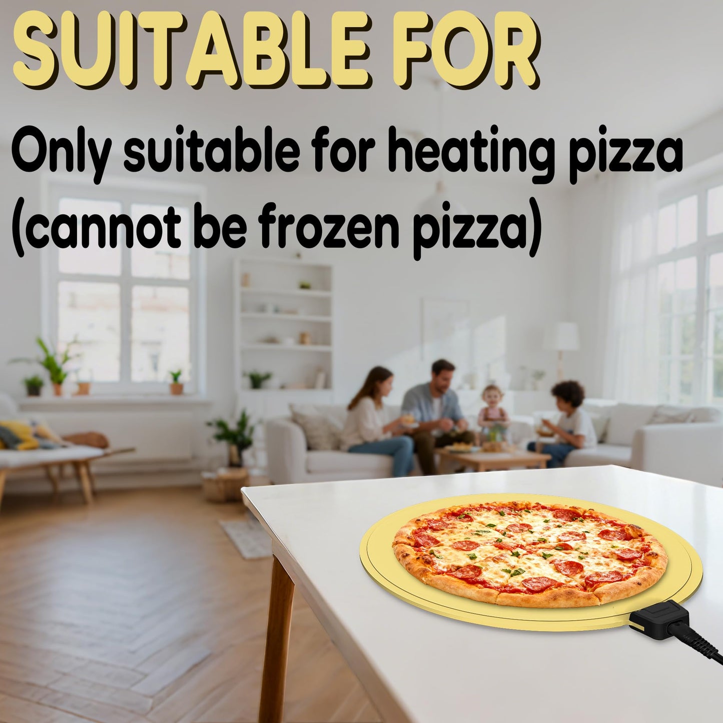 Smilesilk Portable Silicone Pizza Warming Mat - Roll Up Electric Food Heating Pad Tray, Fast Even Heating for Buffet Parties, Foldable Hot Plate Warmer for Home Kitchen Gifts (Yellow)