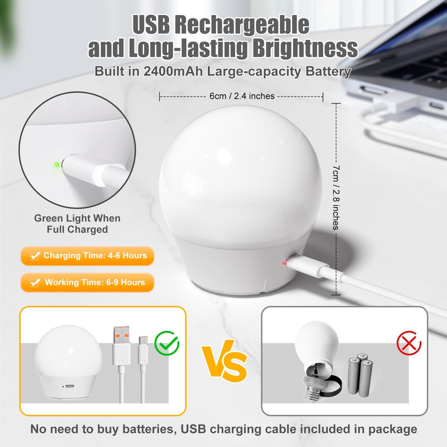 Brightown E26 Rechargeable Light Bulb with Remote and Timer, Battery Backup Bulb for Sconces and Lamps, Magnetic Bulbs for Non-Hardwired Fixture, 3 Color Temperatures + 9 RGB Colors, Dimmable, 2 Pack