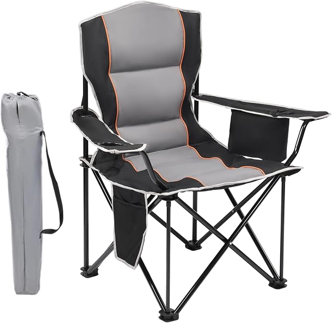 XMT Premium Padded Folding Chair, Extra Wide & Heavy Duty 450lbs Capacity, Portable Camping Chair with Insulated Cooler, C...