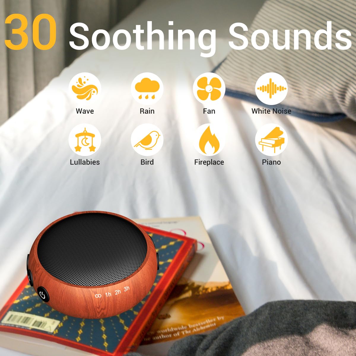 SoundMe Small Sound Machine Brown Noise Machine 30 Soothing Natural Sounds Rain Fan Pink White Noise Machine for Baby Kids Adults with 36 Volume Control Powered by AC or USB Sleep Timer