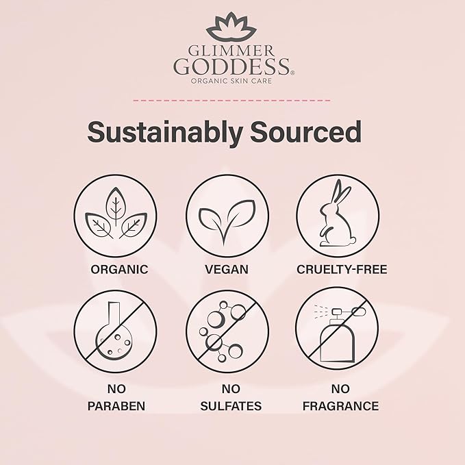 Glimmer Goddess Organic Whipped Body Butter for Women - Moisturizer Cream with Shea & Cocoa Butter, Almonds & Coconut Oil - Mango Vanilla, 8oz
