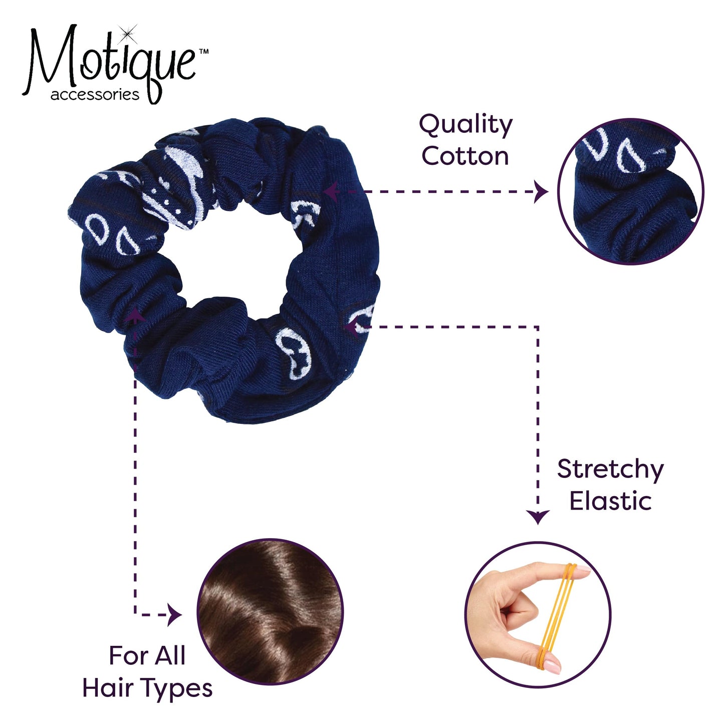 Navy Bandana Scrunchies Cotton Hair Bobble - Set of 2