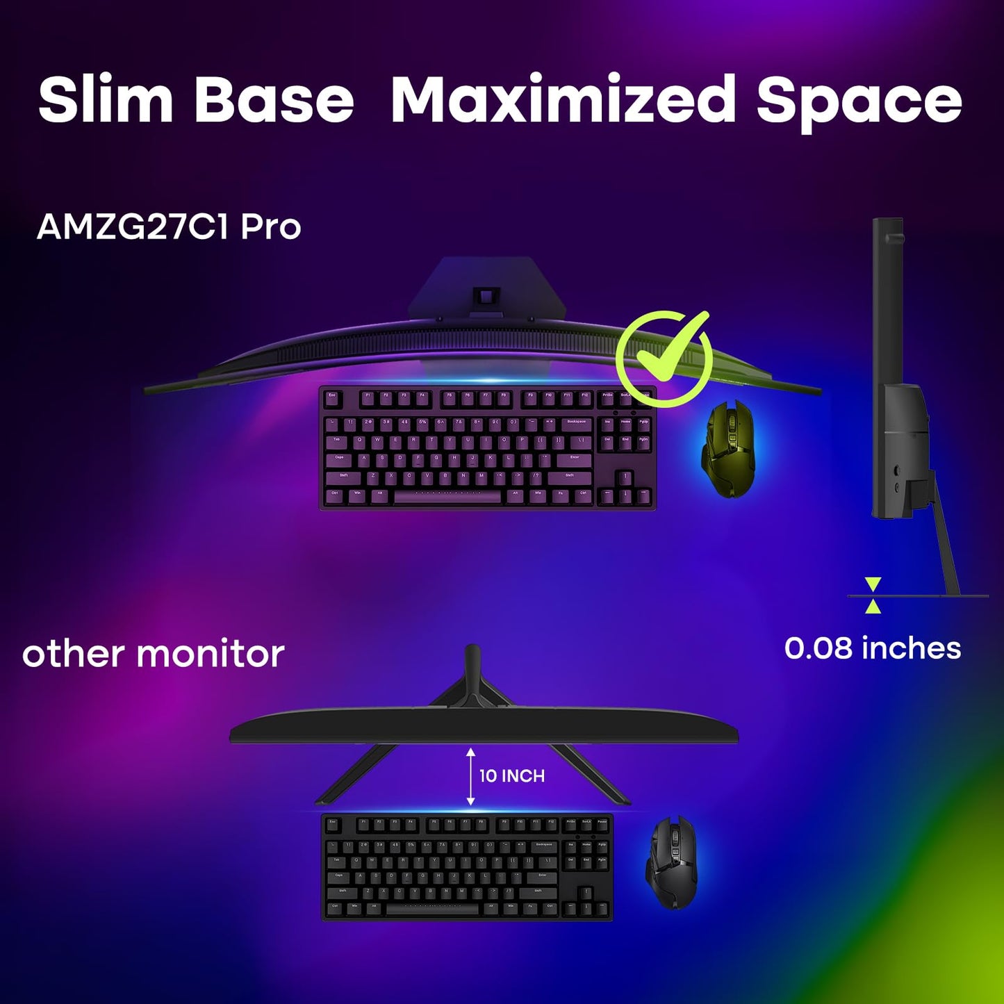 Amzfast 27 inch 240Hz Curved Monitor, FHD 1080p Gaming Monitor, Built-in Speakers, FreeSync, MPRT 1ms, 130% sRGB, 4000:1, 1500R, VESA Mount, HDMI 2.0&DP 1.4, 12 Months Warranty Exchange, AMZG27C1 Pro