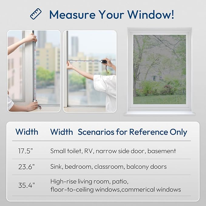 rabbitgoo One Way Window Privacy Film Tint with 3 Tools for Home, Sun Heat UV Blocking Control Reflective Adhesive Mirror Tint See Out Not in Office Door Covering, Silver, 35.4 x 157.5 inches