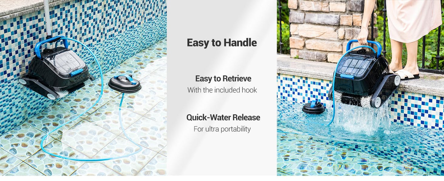 8streme Black Pearl Ultra Robotic Pool Cleaner – Battery-Powered Inground Vacuum for Pools Up to 10 Ft Deep – Wall Climber – 150 Min Runtime – 7 Quart Top Load Filter – 2-Year Warranty