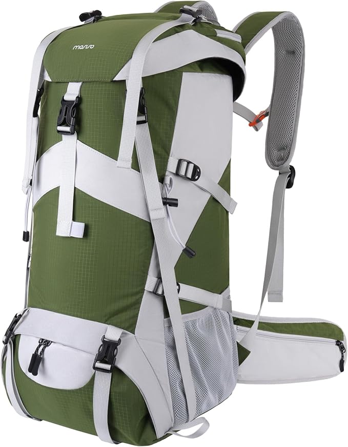 MOSISO 50L Hiking Backpack, Waterproof Flap Cover Camping Backpack with Rain Cover for Men Women, Lightweight Sport Daypac...