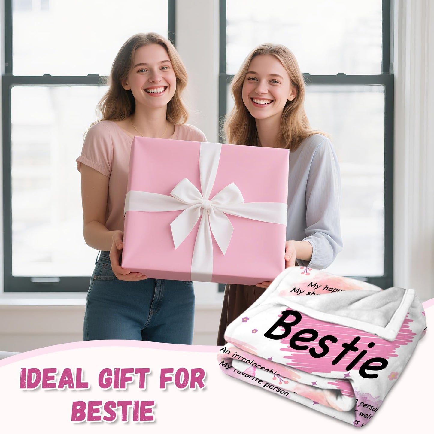 INXENG Best Friend Blanket - Bestie Gifts for Women Best Friend, Birthday Gifts for Women Friendship, Best Friends Birthday Gifts, Friendship Gift for Friends Female, Bestie Blanket, 50"x60"