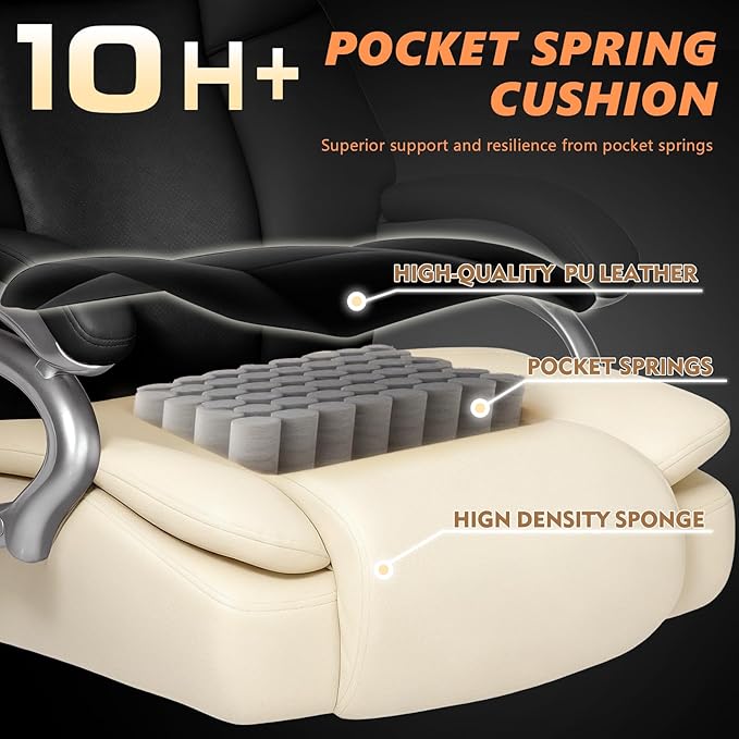 Indulgear 500lbs Big and Tall Office Chair with Dual Rubber Wheel, Heavy Duty Office Chair for Low Back Pain Relief, Large Executive Desk Chair with Adjustable Lumbar Support