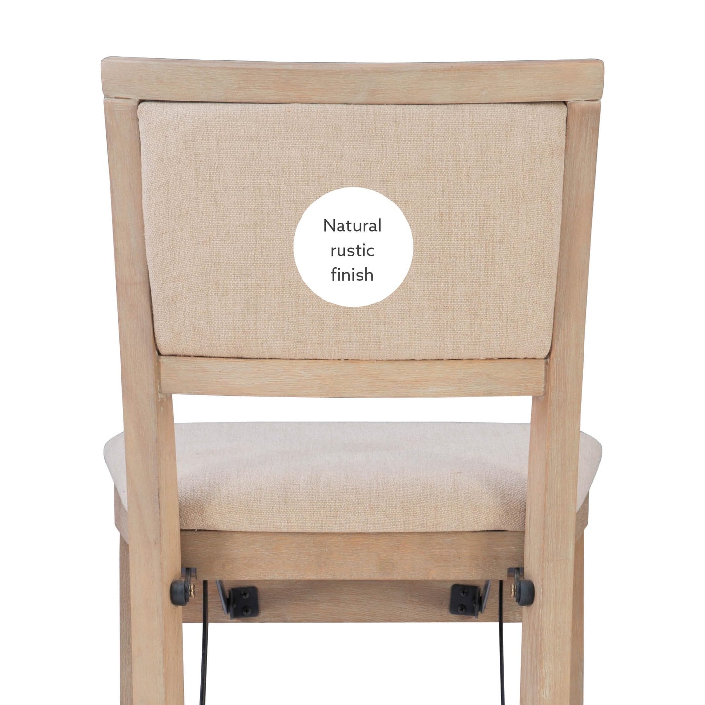 Linon Keira Natural Rustic Wooden Folding Barstool with Beige Upholstered Seat and Back