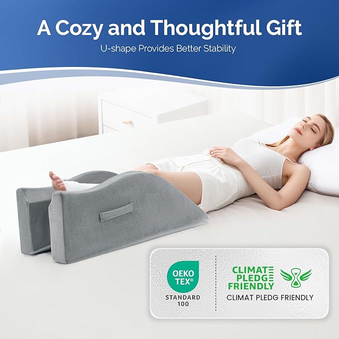 Dreamer Car Leg Elevation Pillow for After Surgery, Injury, or Rest, Ankle Fixation Leg Pillow, Supportive Memory Foam Wedge Pillow for Legs Pain Relief with Anti-Slip Base & 3 Handles