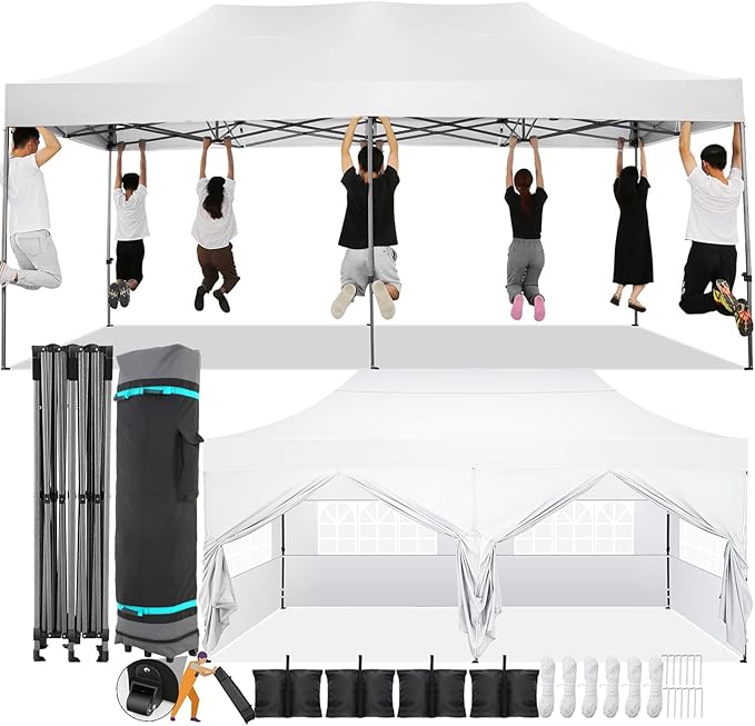 COBIZI 10x20 Pop Up Canopy with 6 Sidewall,Heavy Duty Canopy UPF 50+ All Season Wind Waterproof Commercial Outdoor Wedding...
