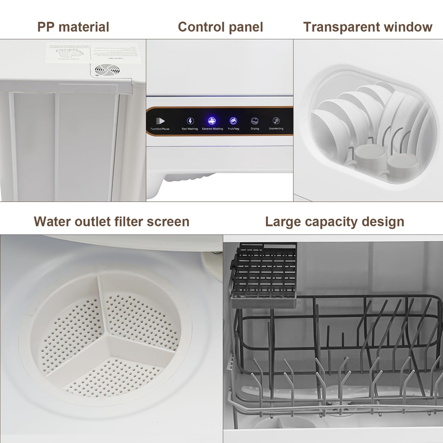 TOWIUOA Countertop Dishwasher, 800W 110V Mini Dishwasher Low Noise Portable Dish Washer With 5intelligent Washing Functions For Washing Dishes After A Meal At Your Home