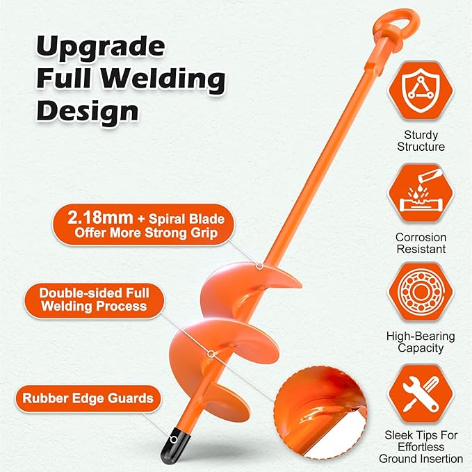 30" Ground Anchors Shed Anchors Kit with 3/16" 75FT Galvanized Cable & M6 304 Stainless Steel Turnbuckles, Heavy Duty Earth Anchors for Sheds Trees Trampoline Greenhouse Swing Set Tent, 6Pack Orange